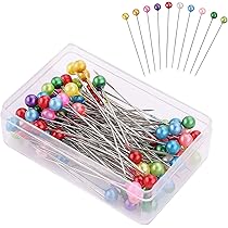 300 Spilli Da Sarta Con Testa In Vetro - 38mm, Multicolore, Per Cucito - Foto 3