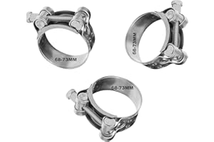 SZWLJ T Bolt Hose Clamps，3 Pieces 68-73MM Durable Exhaust Clamp Set, Hose Clips & Bolt Clip - Piping Secure Reliable Connection for Various Applications