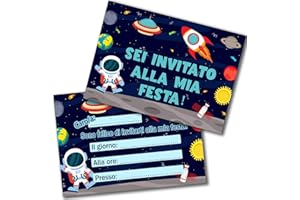 SURLIFE 32 Inviti Compleanno Bambini, Biglietti Invito per festa Bambino Gadget Compleanno Bambino, con Cartoline di Alta Qualità Patinata Opaca (Spazio)