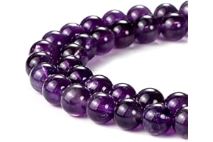 LIFAVOVY 10mm Natural Amethyst Beads Round Semi Precious Gemstone Loose Beads for Jewelry Making (38-40pcs/strand)