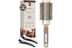 ‎AIMIKE AIMIKE Rundbürste zum Föhnen für Langes & Mittellanges Haar, Rundbürste Groß mit Wildschweinborsten und Ionische Borsten, Haarbürste Rund Verbessert die Textur für Glätte, Volumen und zum Glänzen-43MM