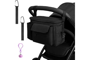 ZMDMAH bolsa carro bebe, bolso carrito bebe, bolso para carro bebe, bolso bebe, bolsa carrito bebe, bolsos carro bebe Compatible con Doona, Baby Jogger y Uppababy (negro)