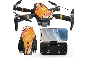 TTROARDS Dron con Cámara 1080P para Adultos, Drones con Evitación de Obstáculos, Posicionamiento por Flujo Óptico, Mini Drone Plegable para Principiantes con Protectores de Hélices, Naranja