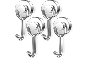 swihorab Magnethaken Extra Stark, 20mm Neodym Magnet Hacken, Drehbar Magnetischer Haken rostfrei Metallhaken für Küche kühlschränke Schließfächer, Neodym Magnete Haken Magnetisch 4Stück