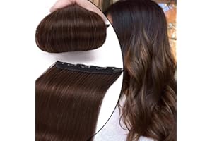 UK FASHION SHOP Extension Clip Capelli Veri Fascia Unica One Piece Hair Extensions Remy Human Hair Naturali Umani Lisci (12" 30cm 40g 4 Marrone Cioccolato)