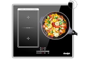 COOKSIR Induction Hob, Electric Cooktop, Built-in 3 Zones Electric Hob, Flex Zone for BBQ Function, Safety Lock, Slider Touch Control
