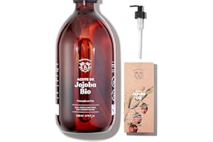 Bionoble Aceite de Jojoba Orgánico 200ml - 100% Puro, Natural y Prensado en Frío - Rostro, Cuerpo, Cabello, Barba, Uñas - Vegano y Cruelty Free - Jojoba Oil - Botella de Vidrio + Bomba