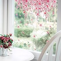 Autocollant Fenêtre Fleur Cerisier Tanlaby - PVC Réutilisable, Double Face - Déco Printemps, Maison