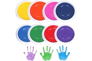 LZYKJGS 8 Pièces Tampons Encreurs, Enfant Encre pour Empreinte Doigt, Tampon Encreur Couleurs pour Carte de Tampons en Caoutchouc, Papier, Scrapbooking, Tissu, Cadeau pour Enfants (8 Couleurs)