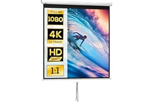 HOMCOM Écran de Projection de 85 Pouces, écran vidéoprojecteur, pour Home cinéma, 1:1 4K HD, Fixation Mur ou Plafond, 181 x 8 x 138 cm, Blanc