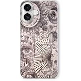 Multitronic iPhone 16 Uyumlu G&uuml;neş ve Ay Desenli Tasarım Baskılı Şeffaf Kılıf