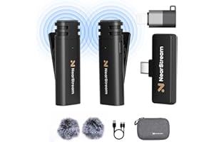 NearStream Micrófono Inalámbrico Omnidireccional para PC/iPhone/Android, Micrófono de Solapa para Entrevista/Transmisión/Grabación/Conferencia, Respuesta de Frecuencia 20 Hz a 20 kHz, Distancia10 m