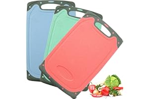 BOCHION Tagliere In Plastica A 3 Pezzi, Antibatterico, Con Scanalatura Per Succo Di Gocciolamento, Uso Separato Per Pesce/Verdure/Pollame/Carne.