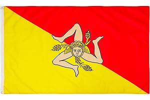 PHENO FLAGS Sizilien Flagge 90x150cm - wetterbeständige Fahne mit Messingösen, 100% Polyester, robuste Doppelnaht & in lebendigen Farben - ideal für Flaggen-Liebhaber