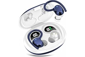 QXQ Auriculares Inalambricos Deportivos, 60H Cascos Inalambricos in Ear 5.3 HiFi Estéreo con 4HD Micro y Cancelacion Ruido ENC, Dual LED Pantalla, IP7 Impermeable, Azul