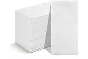 JEBBLAS Disposable Guest Towels, Linen Feel Hand Towels, Cloth-Like Paper Napkins,White Napkins,Soft, Durable, Absorbent Paper Hand Towel for Kitchen, Parties, Bathroom, Restaurant, Events, 100 Pack