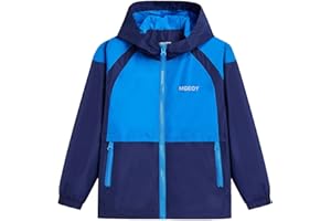 BUYIREN Boys Girls Waterproof Jacket Rain Jackets Hooded Raincoat Lightweight Mesh Lined Rain Coats for Kids, 5-16 Years