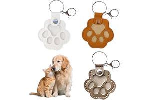 GEVECORI 3 Stücke Tierhaar Erinnerung Schlüsselanhänger Katze Hund, Schlüsselanhanger Leder, Aufbewahrungsbox für Tierhaare，Pfotenabdruck Tierhaar-Aufbewahrungstasche Medaillon, Gedenkgeschenk für Hunde Katzen