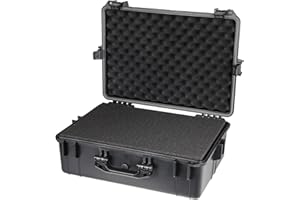 HMF ODK100 Mallette Rigide d’extérieur IP67, étanche à l’Eau et à la poussière, avec Mousse prédécoupée, Valise de Protection Photo/Outils | 57 x 41,5 x 21,5 cm | Noir