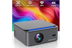 【Auto Focus/Keystone】Vidéoprojecteur, VISULAPEX U1 20000 Lumens 1080P Full HD Rétroprojecteur, 4K Supporté, Auto 4P Correction,WIFI 6, Etièrement Sellé Projecteur Home Cinéma pour iOS Android Windows