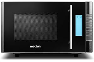 ‎MEDION MEDION MD 14482 Mikrowelle mit Grill / 20L Garraum / 8 Automatikprogramme/Auftaufunktion / 800 Watt Mikrowellen- und 1000 Watt Grillleistung/Zeitschaltuhr/Grillrost/silber/schwarz
