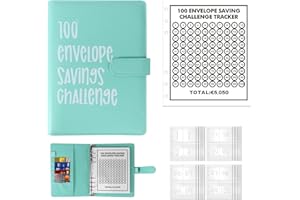 Palmcee 100 Briefumschläge Geld Sparen Challenge, A5 Briefumschläge Herausforderung Binder mit Geldumschlägen, Sparbuch für Geld, Sparen Sie 5.050 € Budgetplaner, Geldsparbinder Budget Planner (Grün)