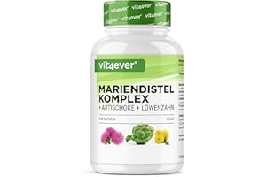 ‎VIT4EVER Mariendistel Artischocken Löwenzahn Komplex - 240 Kapseln (4 Monatsvorrat) - Hochdosiert mit 80% Silymarin & 2,5% Cynarin - Laborgeprüft - Vegan