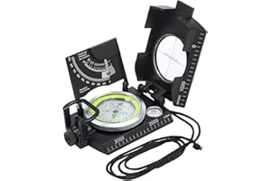 Anbte Bussola Militare,Navigazione Professionale Impermeabilee Luminosa con Clinometro e Livella a Bolla-Portatile Bussola in Metallo per Campeggio/Geologia/Escursionismo con Custodia