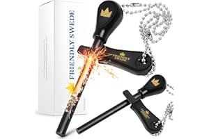 THE FRIENDLY SWEDE Accendino di Sopravvivenza in Ferro-Cerio con Comoda Impugnatura Ideale per Campeggio e Escursioni (Nero)