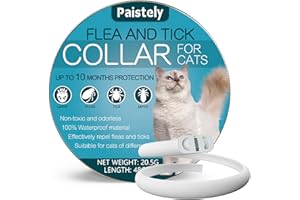 PAISTELY Collare Antiparassitario Per Gatti, Collare Antipulci Gatto Sicuro ed Efficace Realizzato Con Oli Essenziali Naturali, 10 Mesi Collare Anti Pulci e Zecche Gatti Di Piccola Taglia, Medio e Grande