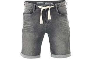 riverso Jeans Shorts Herren Stretch Kurz Kordelzug Regular Fit RIVPaul Kurze Hosen Bermuda Shorts Sommer Denim Einfarbig Schwarz Blau Grau 30 31 32 33 34 36 38 40 42 44 46