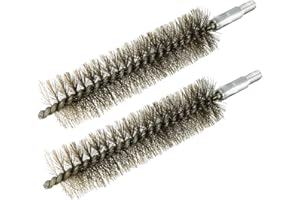 sourcing map 2pcs Cepillo de limpieza de barrido de 25 mm de diámetro Alambre de acero M6 Tubo chimenea