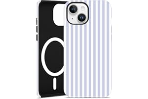 Jusy Handyhülle Magnetische für iPhone 14 / iPhone 13 Hülle, Aesthetic Gestreifte Muster Motiv Design, Kompatibel mit MagSafe Zweischichtige Stoßfest Bumper Case, Blau
