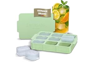 Dreiklang - be smart Bac à glaçons en silicone avec couvercle et poignée I Empilable et glaçons grands carrés avec rainures pour un démoulage facile I Bac à glaçons sans odeur et sans goût