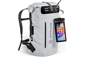 Earth Pak Waterproof Backpack - Heavy Duty Hiking Backpack - Roll-Top Closure Bag - Cushioned Dry Bag Waterproof Phone Case