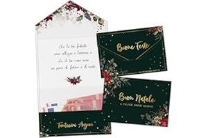 BETESSIN 2pz Biglietti Natale Portasoldi Buste Natalizie Portasoldi Biglietti Auguri Buon Natale Felice Anno Nuovo Idea Regalo Festa Cartolina Natale