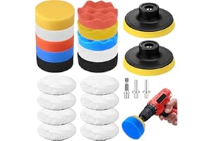 SUUEIOKL 23 Pcs Esponja Pulir Coche, 80mm Kit Pulido Coches, Pulimento Coche Esponja de Pulido, Kit de Aplicador de Esponjas, Almohadillas de Pulido de Lana, para Lijar Cncerar Pulir Coches com M10 Adaptador
