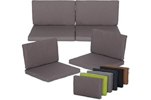 Beo Lounge Auflagen Set Monaco | 8 Outdoor Kissen wetterfest & wasserabweisend | Sitzpolster Rattanmöbel mit Reißverschluss | Passend für Allibert Lounge-Möbel | Polster groß in Grau