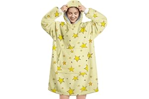 Queenshin Felpa Coperta Indossabile con Cappuccio Donna e Uomo, Oversize Coperta Plaid con Maniche Poncho in Pile Sherpa Morbida e Calda