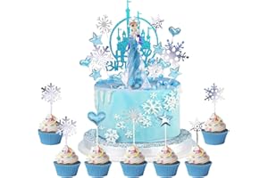IRONIUM Pack of 26 El-sa Cake Decorations with Figure, Ice King Cake Decoration, Birthday Party Decoration, Cake Topper Birthday, Happy Birthday Topper, Cupcake Topper for Girls Birthday Decoration