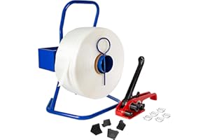 Kortpack Umreifungsset 19 mm | Komplettset mit Rolle, Spanner, 250 Metallklammern und 600 m Polyesterband | Perfekt für Verpackung und Transport