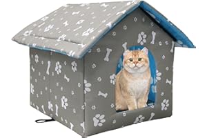 Vinnypet Cat Houses for Outdoor Cats Insulated Waterproof Warm Weatherproof Outdoor Houses for Feral Cats Dogs Stray Cat House with Individual Cushions 35x33x30cm