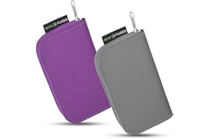 Eco-Fused Memory Card Carrying Case - Suitable for SDHC and SD Cards - 8 Pages and 22 Slots - ECO-FUSED Microfiber Cleaning Cloth Included - 2 pack - 44 Slots, Grey + Purple