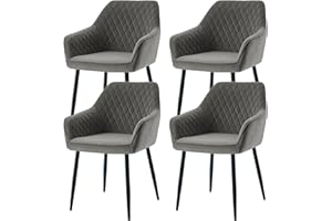 AINPECCA Set of 4 Velvet Dining Chairs Upholstered Seat with Metal legs Office Chairs (Grey Velvet, 4)