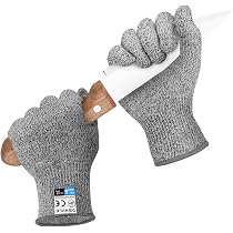 Gants Résistants Aux Coupures TOEECY Niveau 5 - Protection Inox Pour Cuisine, Viande, Huîtres (Taille M)