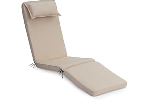Gardenista Cojín de repuesto para tumbona de jardín, resistente al agua, almohadillas para tumbonas reclinables para exteriores, suave y cómodo, duradero y fácil de limpiar (piedra)
