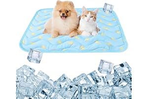 FOSDICK 1Pcs Dog Cooling Mat, Summer Cooling Mat for Dogs, Soft Comfortable Cool Mat for Dogs, Pet cooling Pads for Cat Puppy, with Banana Pattern, 60 * 50CM, (Blue)