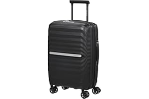 Samsonite Neo Flux - Spinner S Slim, Rozszerzalny bagaż podręczny, 55 cm, 39/45 L, Czarny (Black)