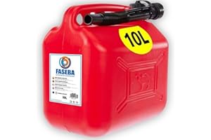 IAMI Bidon Gasolina 10l - Con Embudo de Boquilla Flexible para evitar derrames - Con Visor de Nivel para facilitar la visibilidad - Con Homologación Oficial - De Plástico HDPE Duradero y Resistente