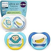 Philips Avent Ultra Air Pacifiers: Anatomically Designed for Babies 6-18 Months, Soft Silicone Symmetrical Teat BPA-Free with